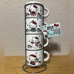 Hello Kitty Christmas Stacked Espresso Mugs - BNWT